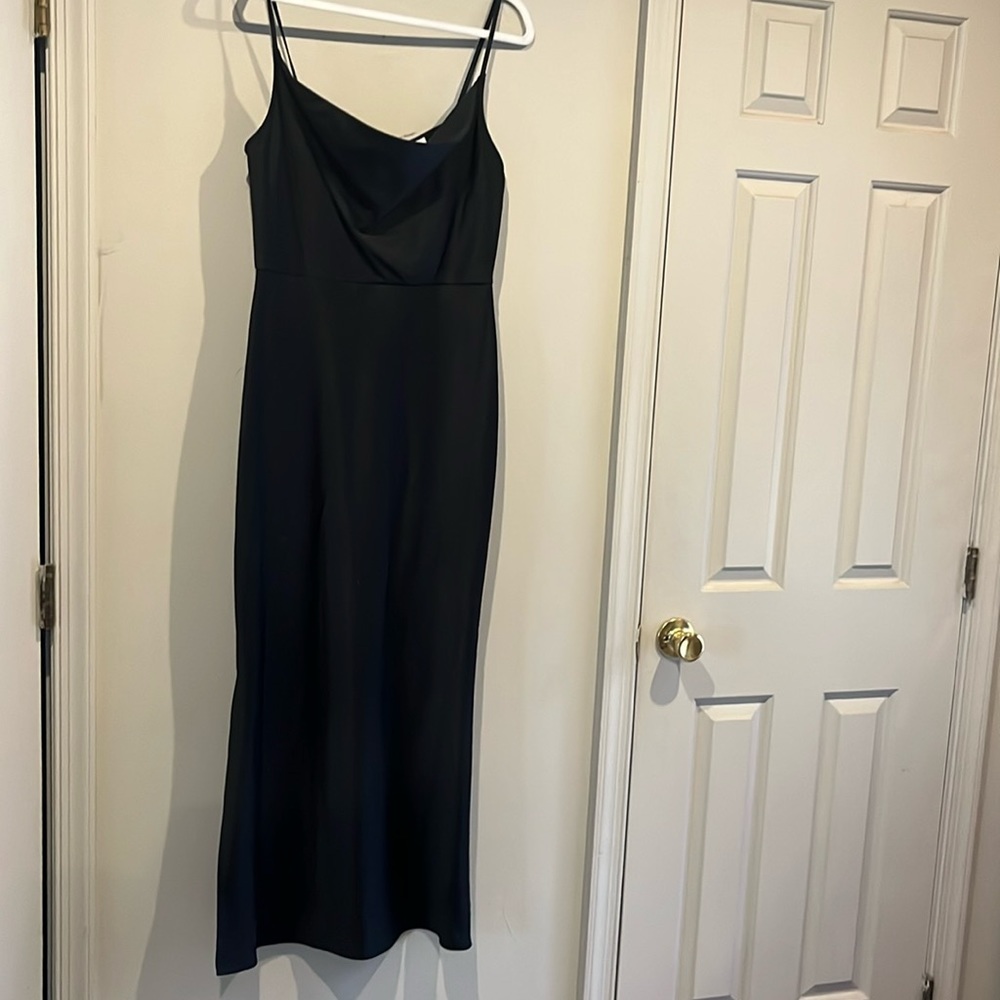 Black floor length spaghetti strap dress